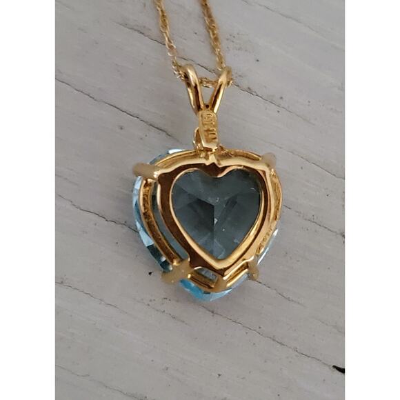 Vintage 14k Gold Clyde Duneier Heart Topaz Necklace - Picture 4 of 7